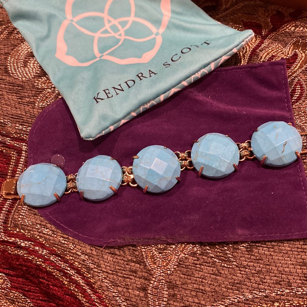 Kendra Scott cassie blue/turquoise with gold tr bracelet